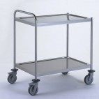 Chariot de service acier inoxydable avec 1 arceau 2 plateaux 1000 x 600 mm