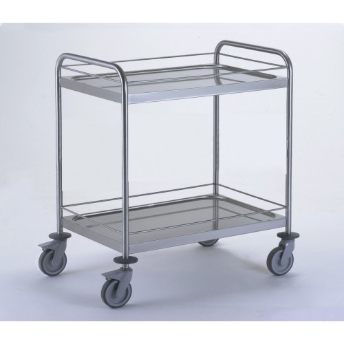 Chariot de service avec 2 arceaux 2 plateaux 800 x 530 mm avec galerie Chariot de service avec 2 arceaux 2 plateaux 800 x 530 mm avec galerie