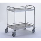 Chariot de service avec 2 arceaux 2 plateaux 800 x 530 mm avec galerie