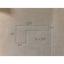 Etagère murale en "L", plateau inox, sur mesure