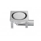 Siphon en acier inox EN 1.4301, sortie latérale, Ø 50 mm, 150 x 150 mm