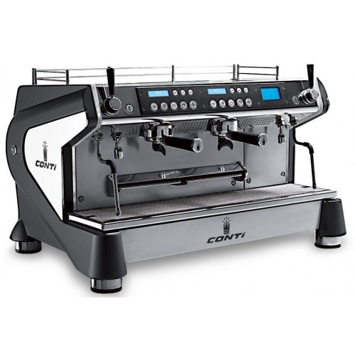 Machine à café professionnelle traditionnelle, CONTI Monte Carlo 2 groupes, noire Machine à café professionnelle traditionnelle, CONTI Monte Carlo 2 groupes, noire