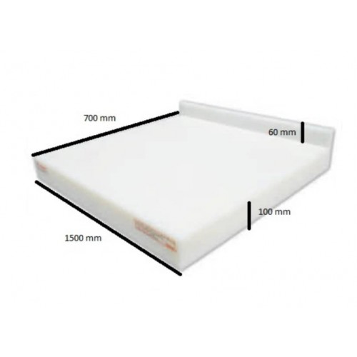 Bloc de découpe polyéthylène, adossé, L 1500 x P 700 x H 100 mm, sur mesure Bloc de découpe polyéthylène, adossé, L 1500 x P 700 x H 100 mm, sur mesure