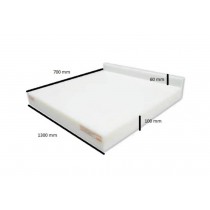 Bloc de découpe polyéthylène, adossé, L 1300 x P 700 x H 100 mm, sur mesure