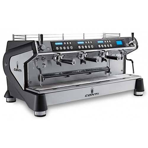 Machine à café professionnelle traditionnelle, CONTI Monte Carlo 3 groupes, noire Machine à café professionnelle traditionnelle, CONTI Monte Carlo 3 groupes, noire