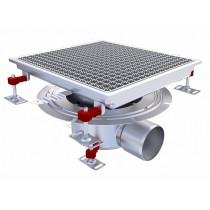 Siphon téléscopique Epur HygieneFirst avec grilles inox, 400 x 370 mm, sortie horizontale centrée, Ø 110 mm