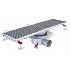 Siphon téléscopique Epur HygieneFirst avec grilles inox caillebotis 300 x 1000 mm sortie horizontale centrée Ø 110 mm
