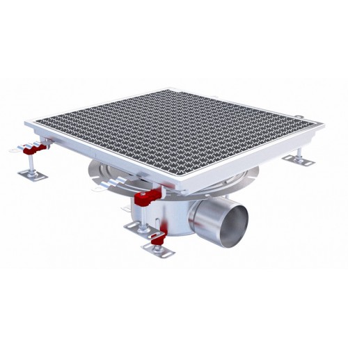 Siphon téléscopique Epur HygieneFirst avec grilles inox caillebotis 500 x 500 mm sortie horizontale centrée Ø 110 mm L15 Siphon téléscopique Epur HygieneFirst avec grilles inox caillebotis 500 x 500 mm sortie horizontale centrée Ø 110 mm L15