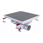 Siphon téléscopique Epur HygieneFirst avec grilles inox caillebotis 500 x 500 mm sortie horizontale centrée Ø 110 mm L15