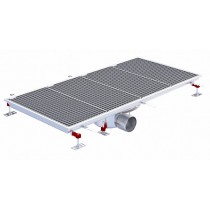 Siphon téléscopique Epur HygieneFirst avec grilles inox, 1200 x 570 mm, sortie horizontale centrée, Ø 110 mm