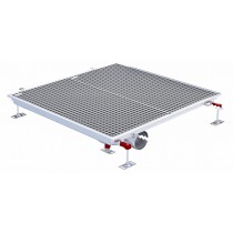 Siphon téléscopique Epur HygieneFirst avec grilles inox, 800 x 770 mm, sortie horizontale centrée, Ø 110 mm
