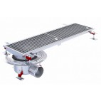 Siphon téléscopique Epur HygieneFirst avec grilles à barreaux 300 x 1000 mm sortie horizontale en bout Ø 110 mm