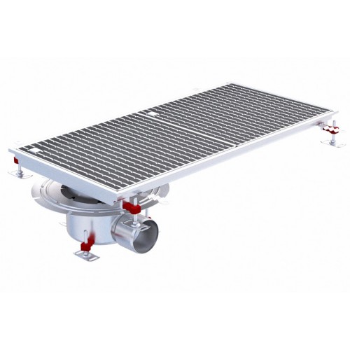 Siphon téléscopique Epur HygieneFirst avec grilles à barreaux 1000 x 470 mm sortie horizontale en bout Ø 110 mm Siphon téléscopique Epur HygieneFirst avec grilles à barreaux 1000 x 470 mm sortie horizontale en bout Ø 110 mm