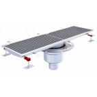 Siphon téléscopique Epur HygieneFirst avec grilles caillebotis 300 x 1000 mm sortie verticale centrée Ø 110 mm