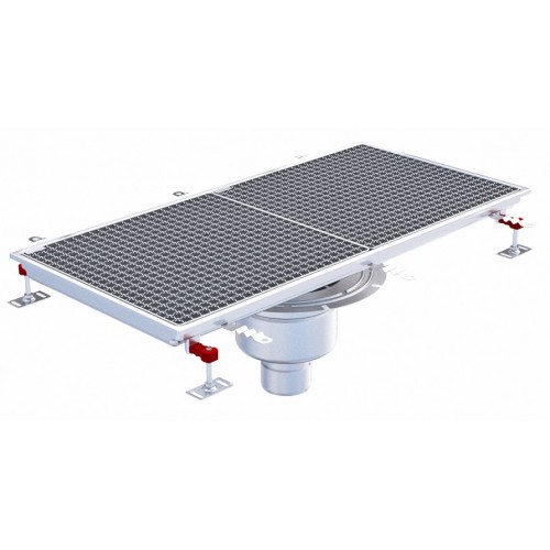 Siphon téléscopique Epur HygieneFirst avec grilles caillebotis 500 x 1000 mm sortie verticale centrée Ø 110 mm Siphon téléscopique Epur HygieneFirst avec grilles caillebotis 500 x 1000 mm sortie verticale centrée Ø 110 mm