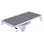 Siphon téléscopique Epur HygieneFirst avec grilles caillebotis 500 x 1000 mm sortie verticale centrée Ø 110 mm