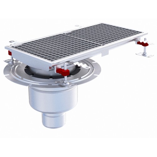Siphon téléscopique Epur HygieneFirst avec grilles caillebotis 300 x 600 mm sortie verticale en bout Ø 110 mm L 15 Siphon téléscopique Epur HygieneFirst avec grilles caillebotis 300 x 600 mm sortie verticale en bout Ø 110 mm L 15
