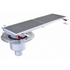 Siphon téléscopique Epur HygieneFirst avec grilles caillebotis 300 x 1000 mm sortie verticale en bout Ø 110 mm