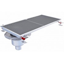 Siphon téléscopique Epur HygieneFirst avec grilles inox, 1000 x 470 mm, sortie verticale en bout, Ø 110 mm