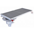 Siphon téléscopique Epur HygieneFirst avec grilles inox, 1000 x 470 mm, sortie verticale en bout, Ø 110 mm