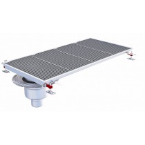 Siphon téléscopique Epur HygieneFirst avec grilles inox, 1200 x 570 mm, sortie verticale en bout, Ø 110 mm