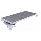 Siphon téléscopique Epur HygieneFirst avec grilles inox, 1200 x 570 mm, sortie verticale en bout, Ø 110 mm