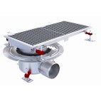 Siphon téléscopique Epur HygieneFirst avec grilles inox, 600 x 270 mm, sortie horizontale en bout, Ø 110 mm