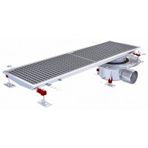 Siphon téléscopique Epur HygieneFirst avec grilles inox, 1000 x 270 mm, sortie horizontale en bout, Ø 110 mm
