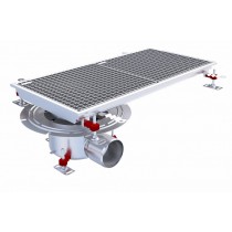 Siphon téléscopique Epur HygieneFirst avec grilles inox, 800 x 370 mm, sortie horizontale en bout, Ø 110 mm