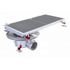 Siphon téléscopique Epur HygieneFirst avec grilles inox, 800 x 370 mm, sortie horizontale en bout, Ø 110 mm