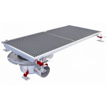 Siphon téléscopique Epur HygieneFirst avec grilles inox, 1000 x 470 mm, sortie horizontale en bout, Ø 110 mm