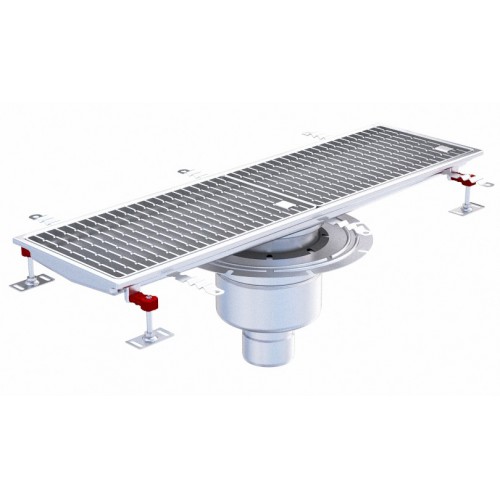 Siphon téléscopique Epur HygieneFirst avec grilles inox 300 x 1000 mm sortie verticale centrée Ø 110 mm Siphon téléscopique Epur HygieneFirst avec grilles inox 300 x 1000 mm sortie verticale centrée Ø 110 mm
