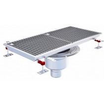Siphon téléscopique Epur HygieneFirst avec grilles inox, 800 x 370 mm, sortie verticale centrée, Ø 110 mm