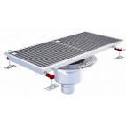 Siphon téléscopique Epur HygieneFirst avec grilles inox, 800 x 370 mm, sortie verticale centrée, Ø 110 mm