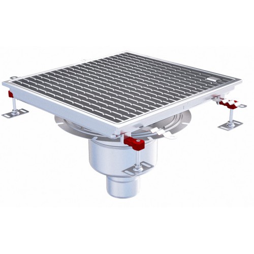 Siphon téléscopique Epur HygieneFirst avec grilles inox 500 x 500 mm sortie verticale centrée Ø 110 mm Siphon téléscopique Epur HygieneFirst avec grilles inox 500 x 500 mm sortie verticale centrée Ø 110 mm