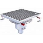 Siphon téléscopique Epur HygieneFirst avec grilles inox, 500 x 470 mm, sortie verticale centrée, Ø 110 mm