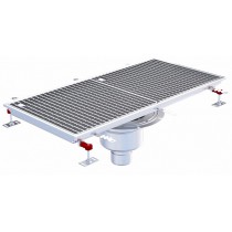 Siphon téléscopique Epur HygieneFirst avec grilles inox 500 x 1000 mm sortie verticale centrée Ø 110 mm