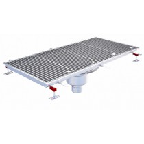 Siphon téléscopique Epur HygieneFirst avec grilles inox, 1200 x 570 mm, sortie verticale centrée, Ø 110 mm