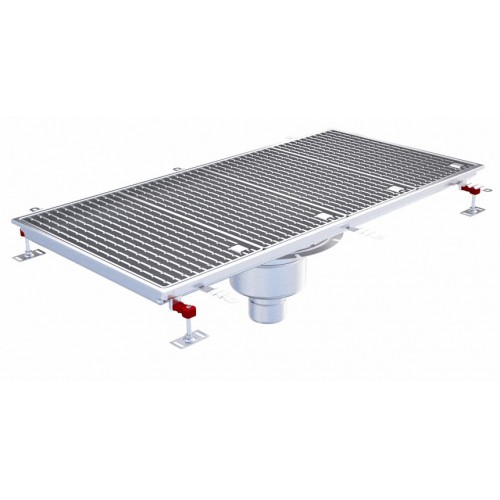 Siphon téléscopique Epur HygieneFirst avec grilles inox 600 x 1200 mm sortie verticale centrée Ø 110 mm