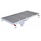 Siphon téléscopique Epur HygieneFirst avec grilles inox, 1200 x 570 mm, sortie verticale centrée, Ø 110 mm