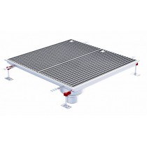 Siphon téléscopique Epur HygieneFirst avec grilles inox, 800 x 770 mm, sortie verticale centrée, Ø 110 mm