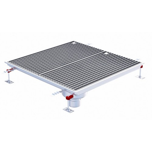 Siphon téléscopique Epur HygieneFirst avec grilles inox 800 x 800 mm sortie verticale centrée Ø 110 mm