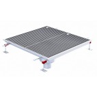 Siphon téléscopique Epur HygieneFirst avec grilles inox, 800 x 770 mm, sortie verticale centrée, Ø 110 mm