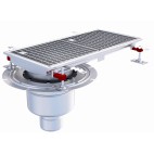 Siphon téléscopique Epur HygieneFirst avec grilles inox, 600 x 270 mm, sortie verticale en bout, Ø 110 mm, R 50