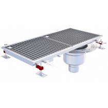 Siphon téléscopique Epur HygieneFirst avec grilles inox, 800 x 370 mm, sortie verticale en bout, Ø 110 mm