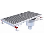Siphon téléscopique Epur HygieneFirst avec grilles inox, 800 x 370 mm, sortie verticale en bout, Ø 110 mm