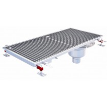 Siphon téléscopique Epur HygieneFirst avec grilles inox, 1000 x 470 mm, sortie verticale en bout, Ø 110 mm