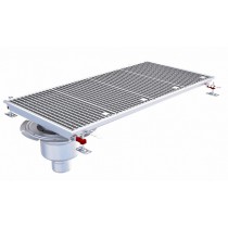 Siphon téléscopique Epur HygieneFirst avec grilles inox, 1200 x 570 mm, sortie verticale en bout, Ø 110 mm