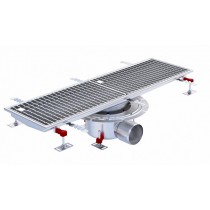 Siphon téléscopique Epur HygieneFirst avec grilles inox, 1000 x 270 mm, sortie horizontale centrée, Ø 110 mm
