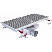 Siphon téléscopique Epur HygieneFirst avec grilles inox, 800 x 370 mm, sortie horizontale centrée, Ø 110 mm